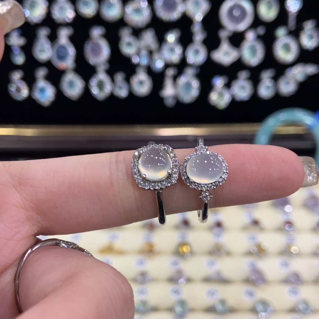 蛇纹石玉银S925镶嵌戒指