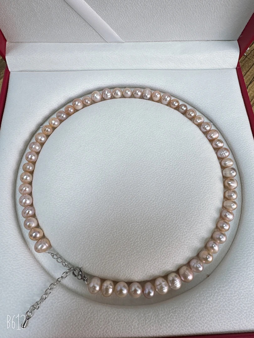 天然淡水珍珠C67#鸡蛋圆紫色无核气质百搭款8-9m