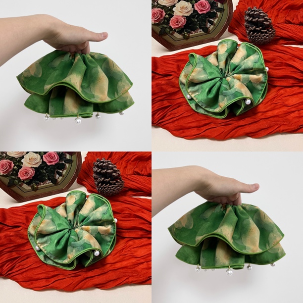 小众发饰 双版本黄绿裙摆发圈（单圈带）