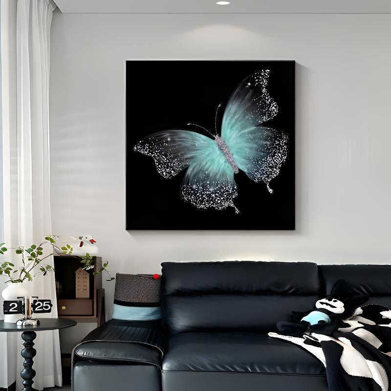 法式沙发背景客厅沙发装饰画蝴蝶挂画卧室床头轻奢壁画意式极简