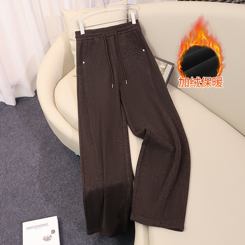 羊毛裤2025秋冬保暖阔腿裤女秋冬季新款加厚镰刀裤小个子垂感显瘦