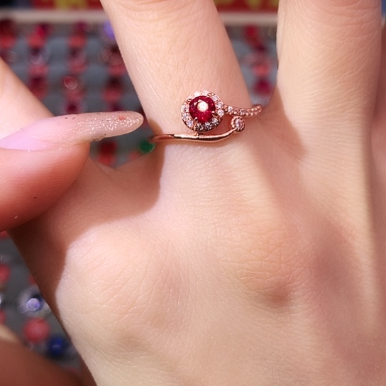红宝石戒指银S925镶嵌