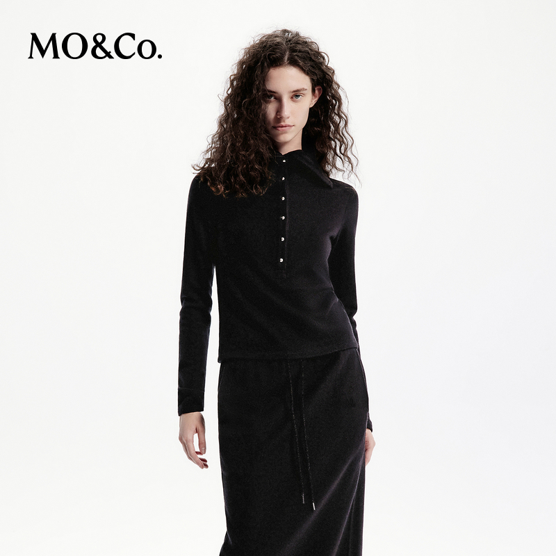 【陈嘉尔专属】MOCO秋绵羊毛高领大翻领T恤MBD3TOPT03