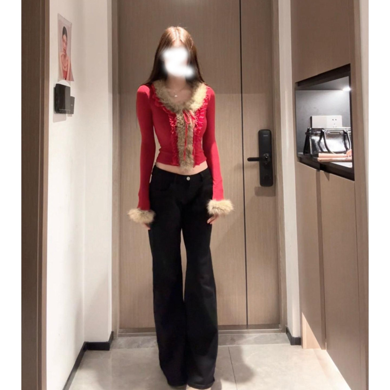 工厂批发【名门盛宴】法式氛围感纯欲风性感温柔修身打底上衣女