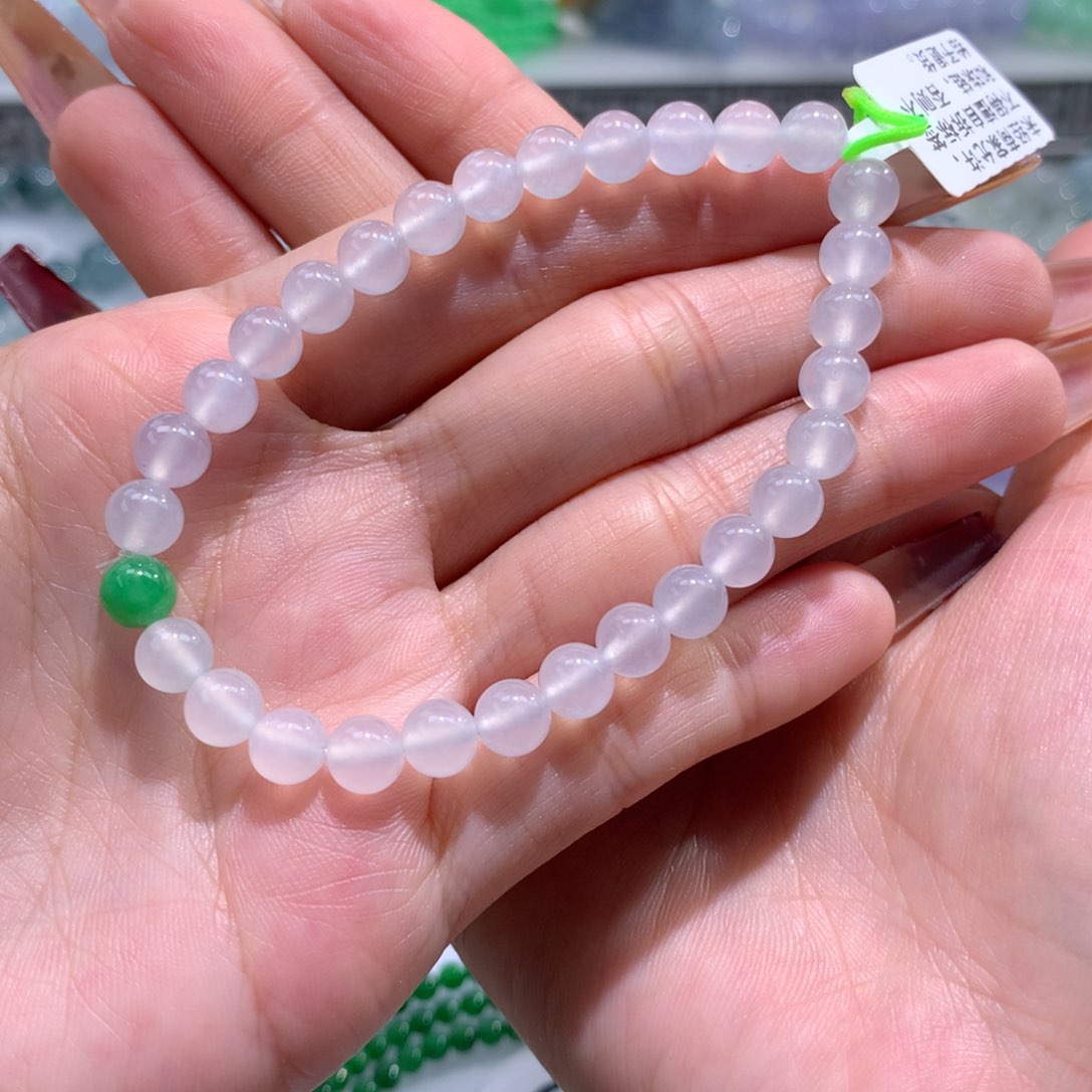 翡翠手链未镶嵌卡6.1冰种白月光手串