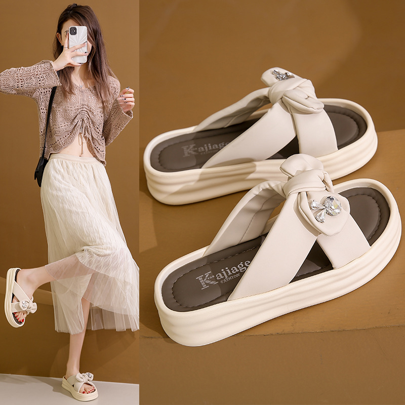 凉鞋女2024新款爆款夏季外穿百搭厚底软底增高平底森系拖鞋