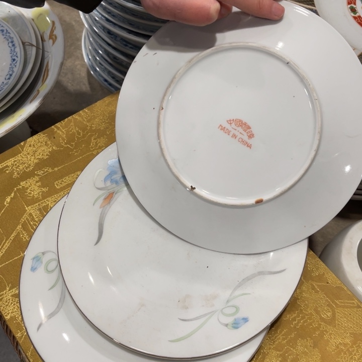 醴陵釉上高温瓷19厘米微瑕平盘3个