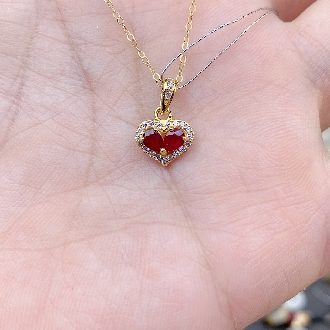 银S925镶嵌吊坠(赠链)红宝石