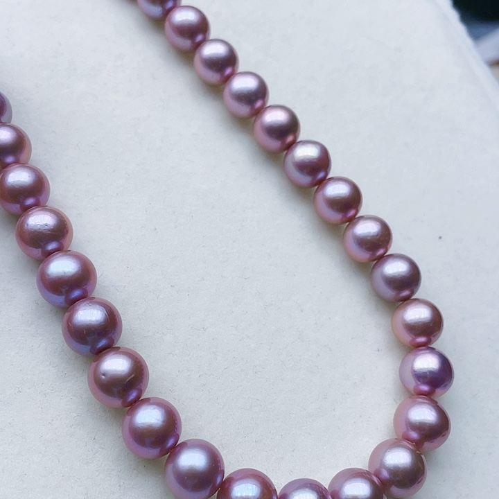 淡水珍珠颈饰银S925镶嵌卡11➕高品极光帝王紫