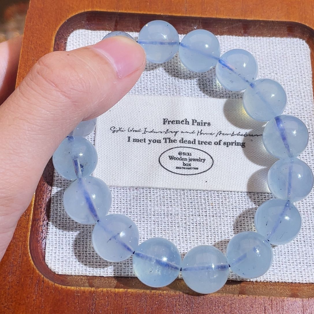 未镶嵌水晶手链天空蓝海蓝宝13m