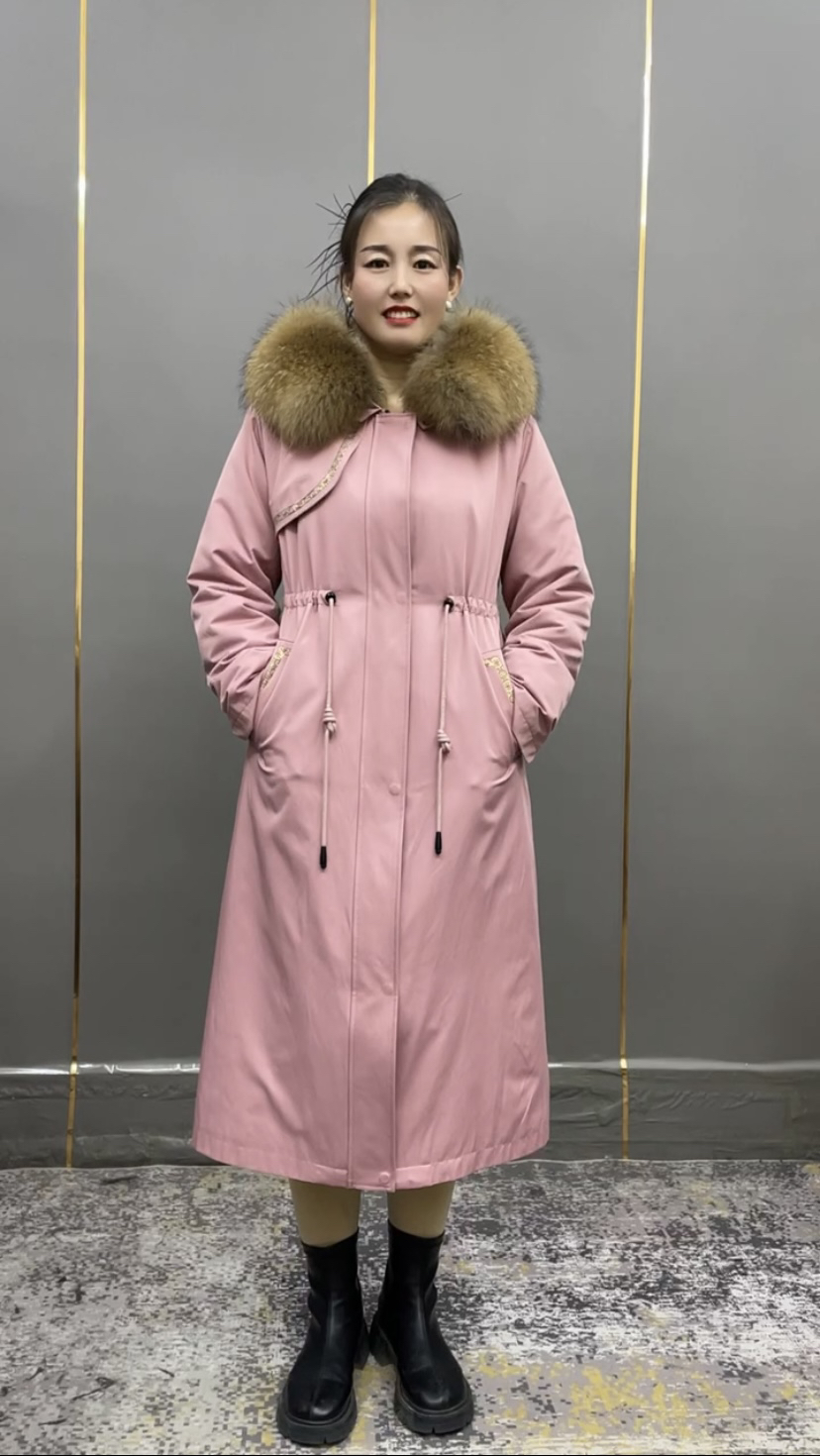 新款长款冬季精品加绒女装派克兔毛内胆加长真皮真毛女款加厚