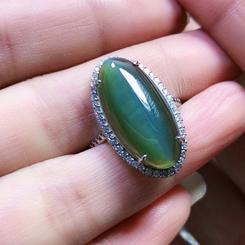 和田玉银S925镶嵌戒指