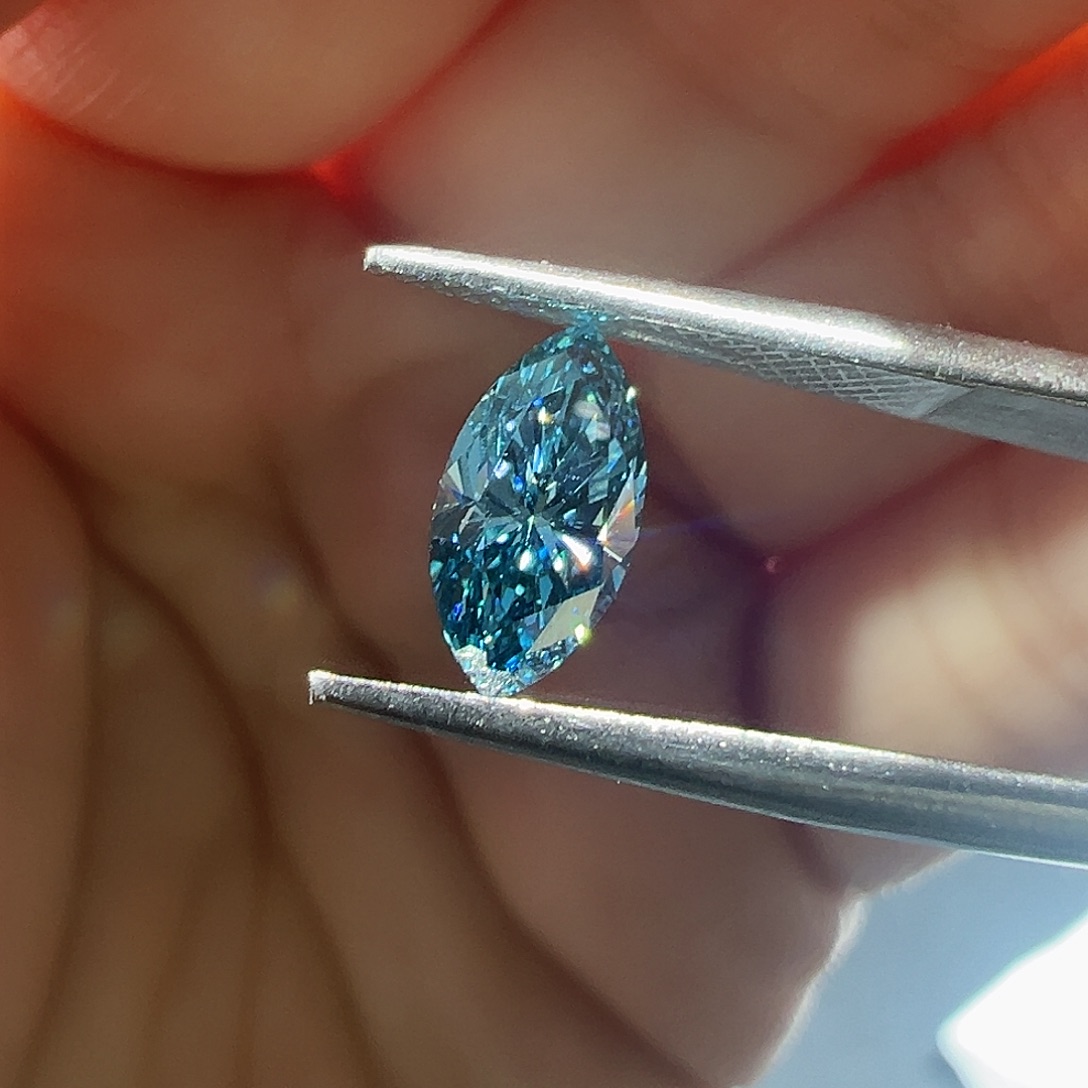 合成钻石裸石0.875ct马眼蓝钻培育钻