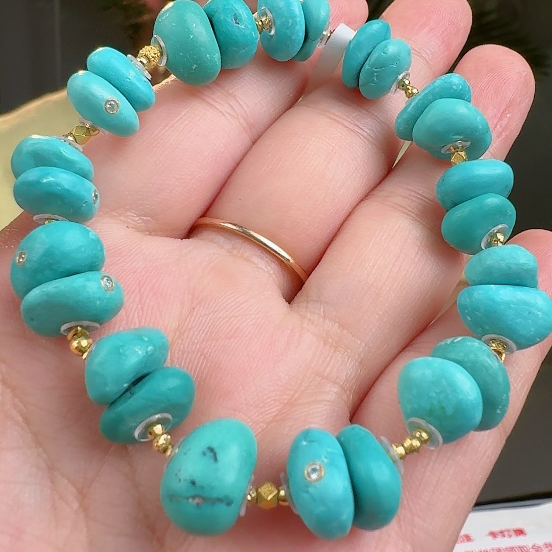 绿松石珠宝奇石18K金镶嵌