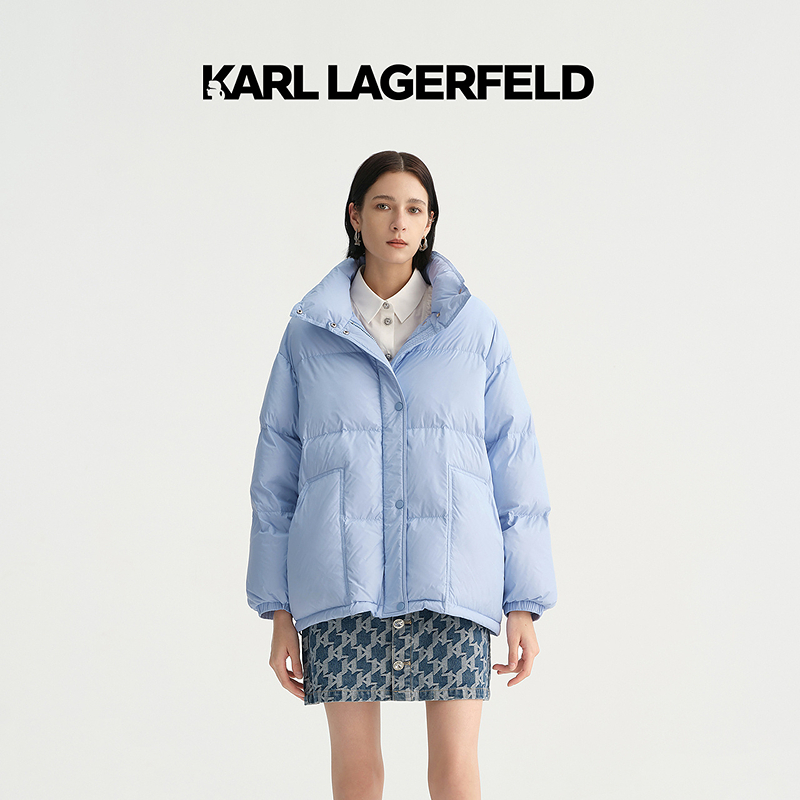 【丽公主专享】KARL LAGERFELD 蓝色短款羽绒服老佛爷E37W1568