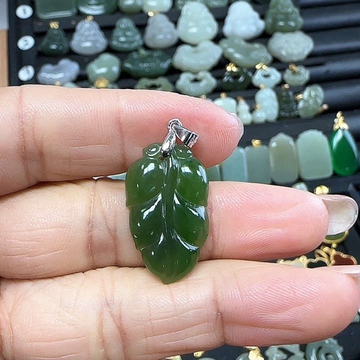 和田玉吊坠(不含链)银S925镶嵌