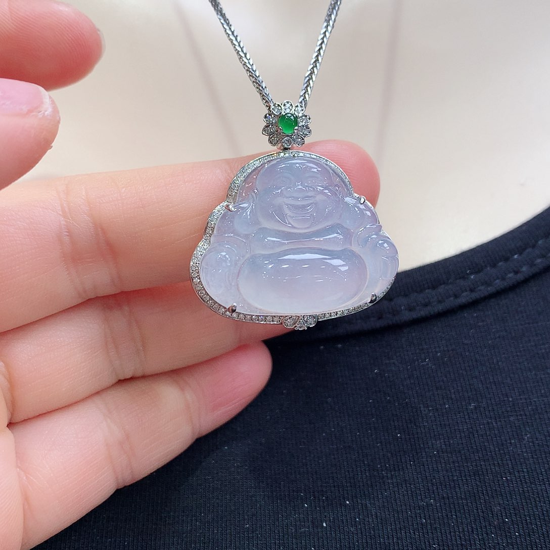 翡翠颈饰18K金镶嵌佛公