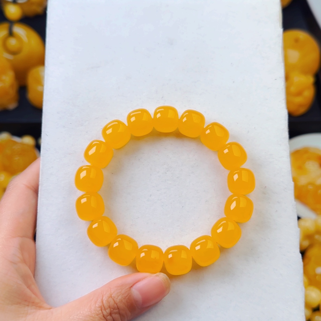 琥珀颈饰未镶嵌纯色同料手串13