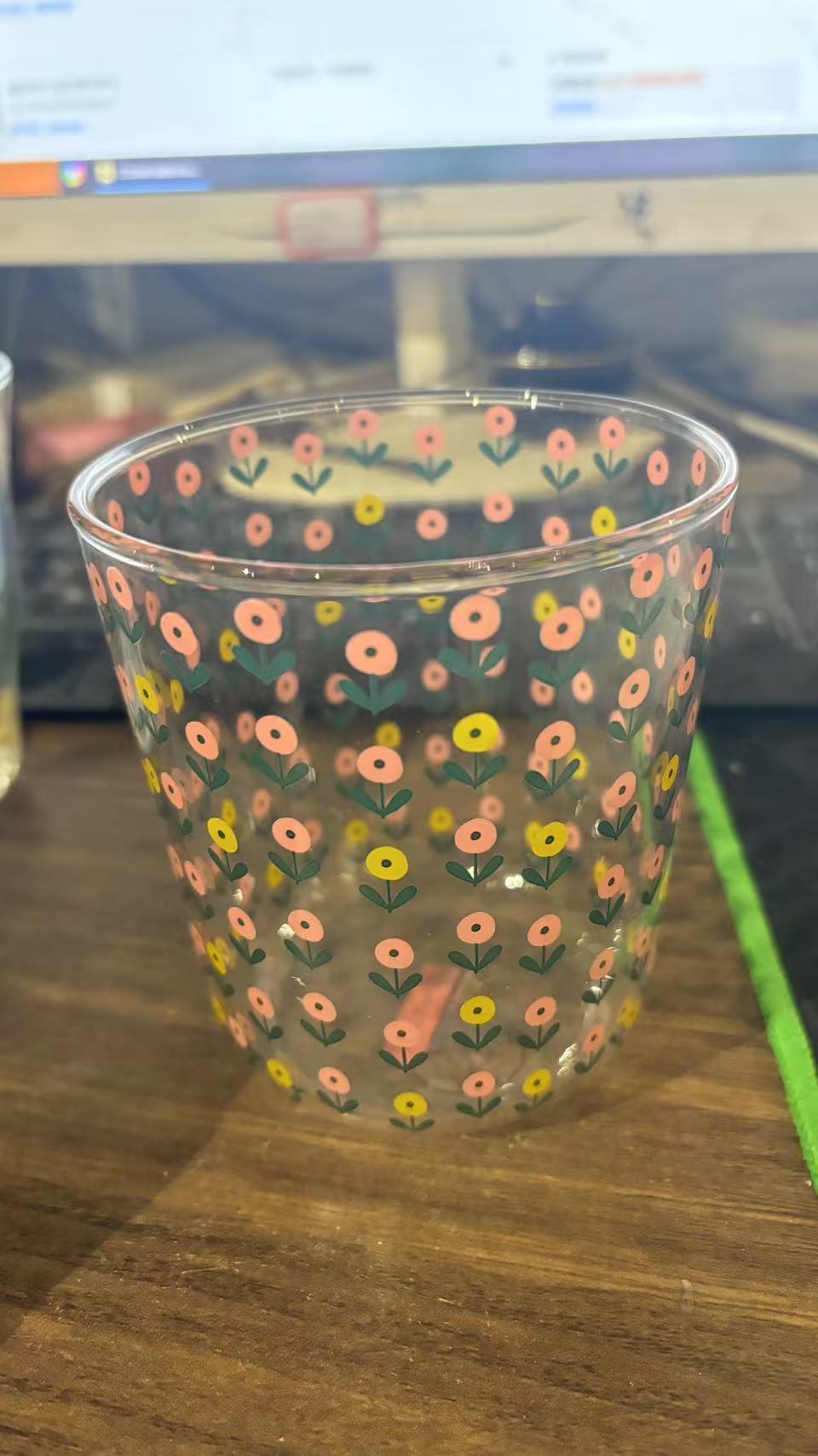 花朵玻璃手握杯