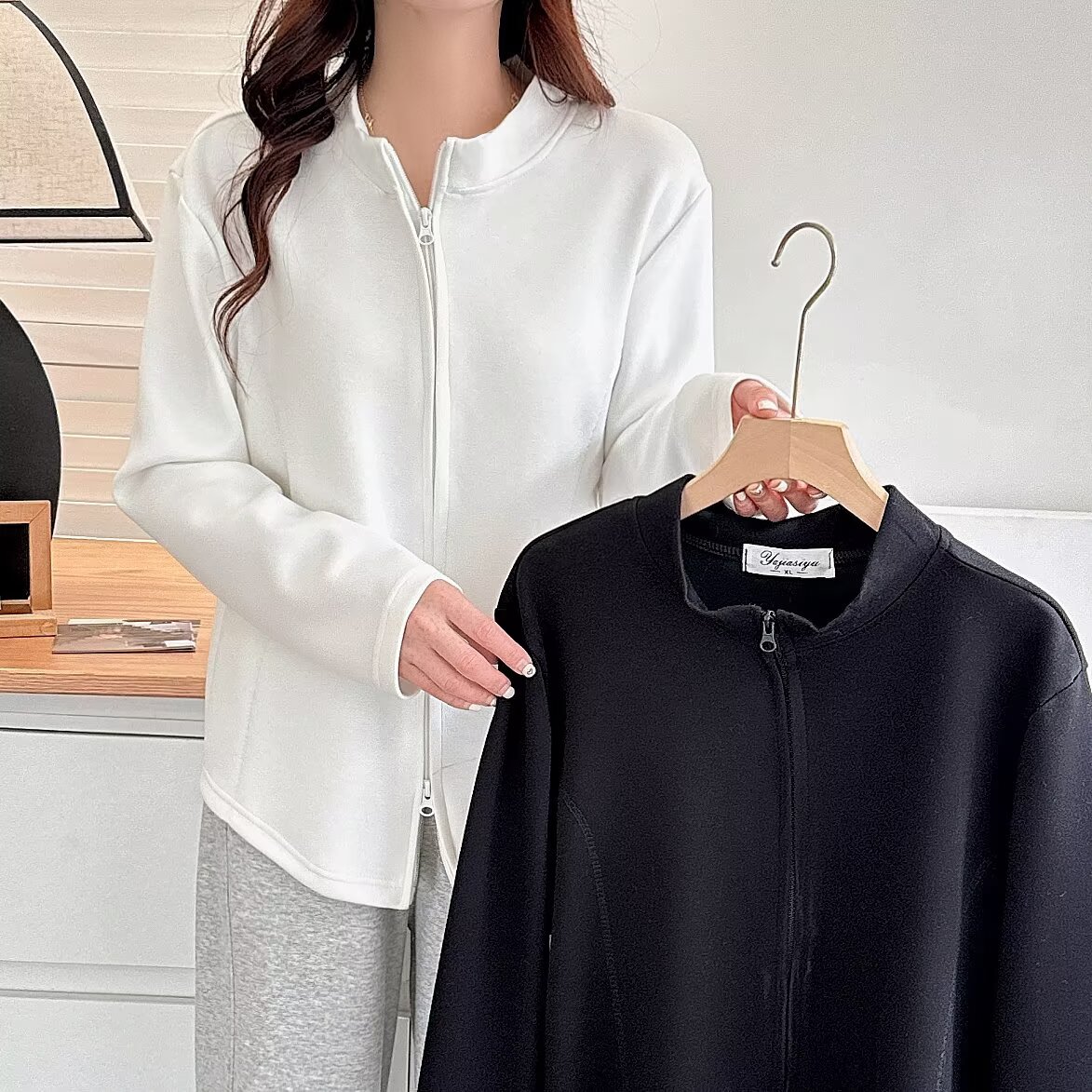 春季大码时尚显瘦气质纯色休闲开衫打底