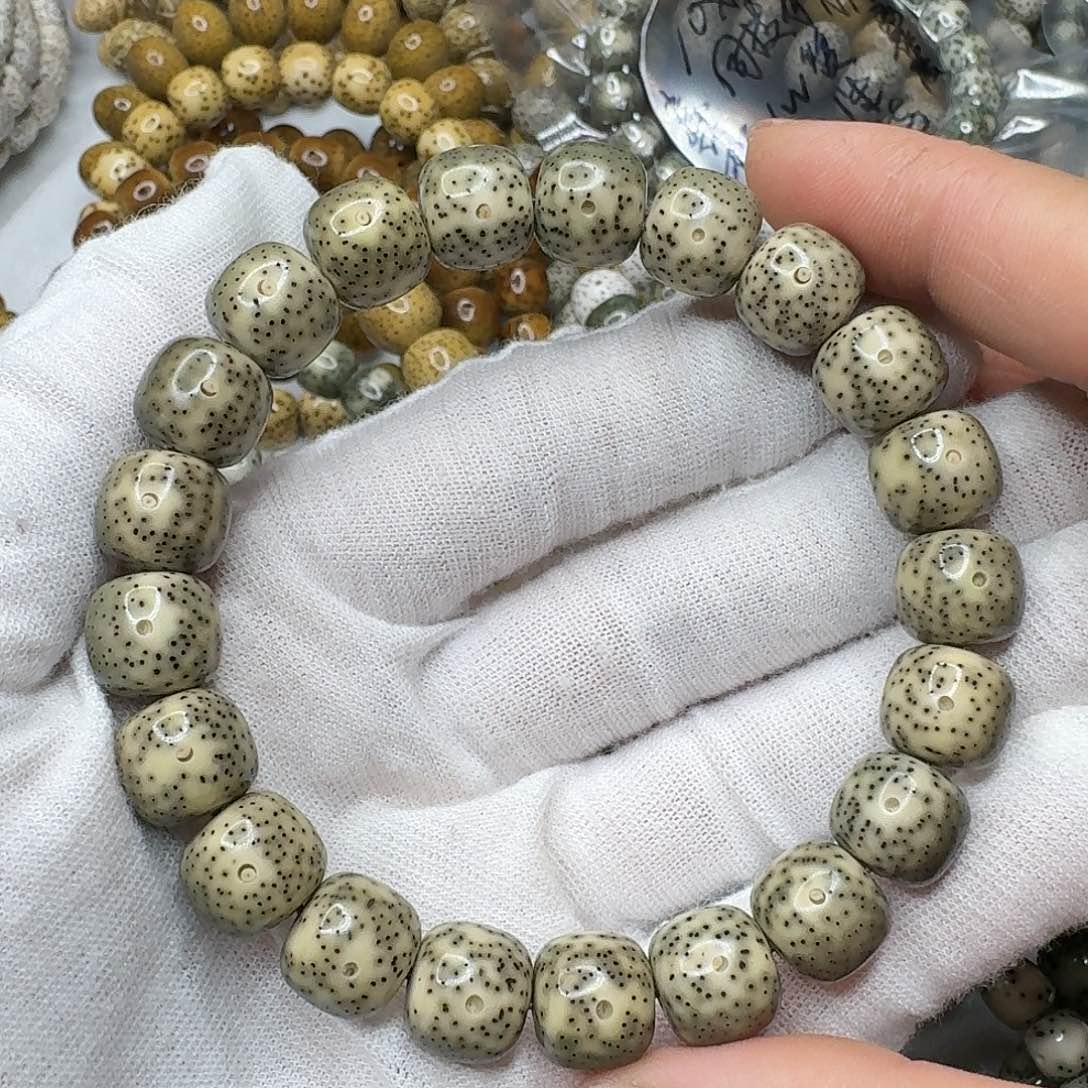 星月菩提手串11.2左右石玉绿幽灵纯星点货全品毕业款