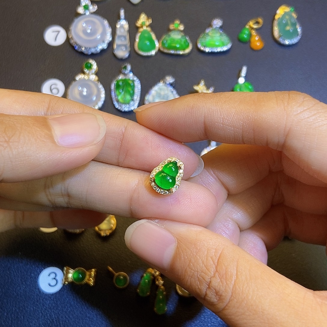 木***鱼翡翠银S925镶嵌吊坠(不含链)