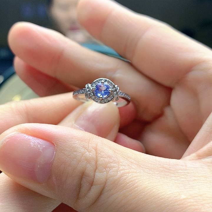 蓝宝石戒指银S925镶嵌