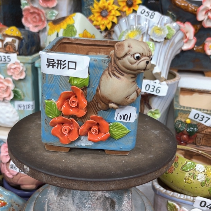 紫砂花盆粗陶材质多肉花盆