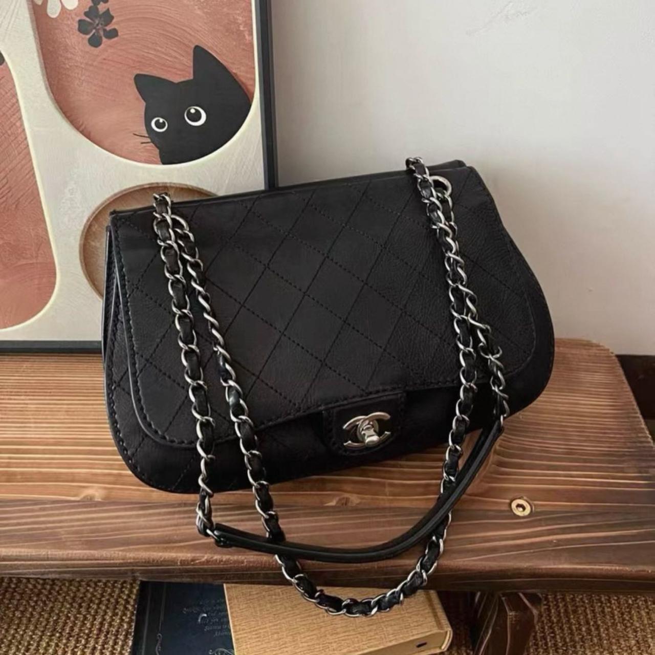 95新 Chanel/香奈儿 大吉中古/Chanel香奈儿黑银牛皮单肩包