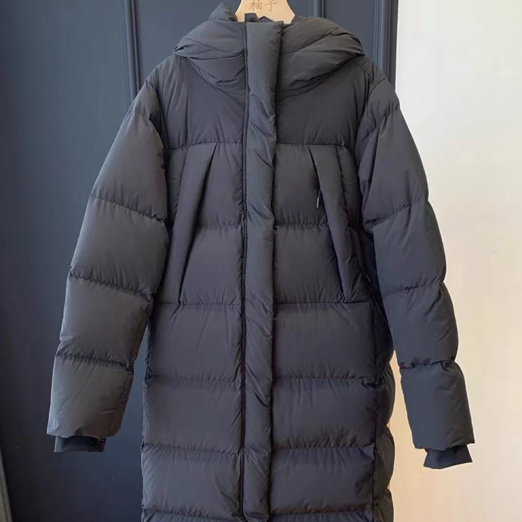 厚款保暖女士美拉德海军领羽绒服中长款长款连帽111