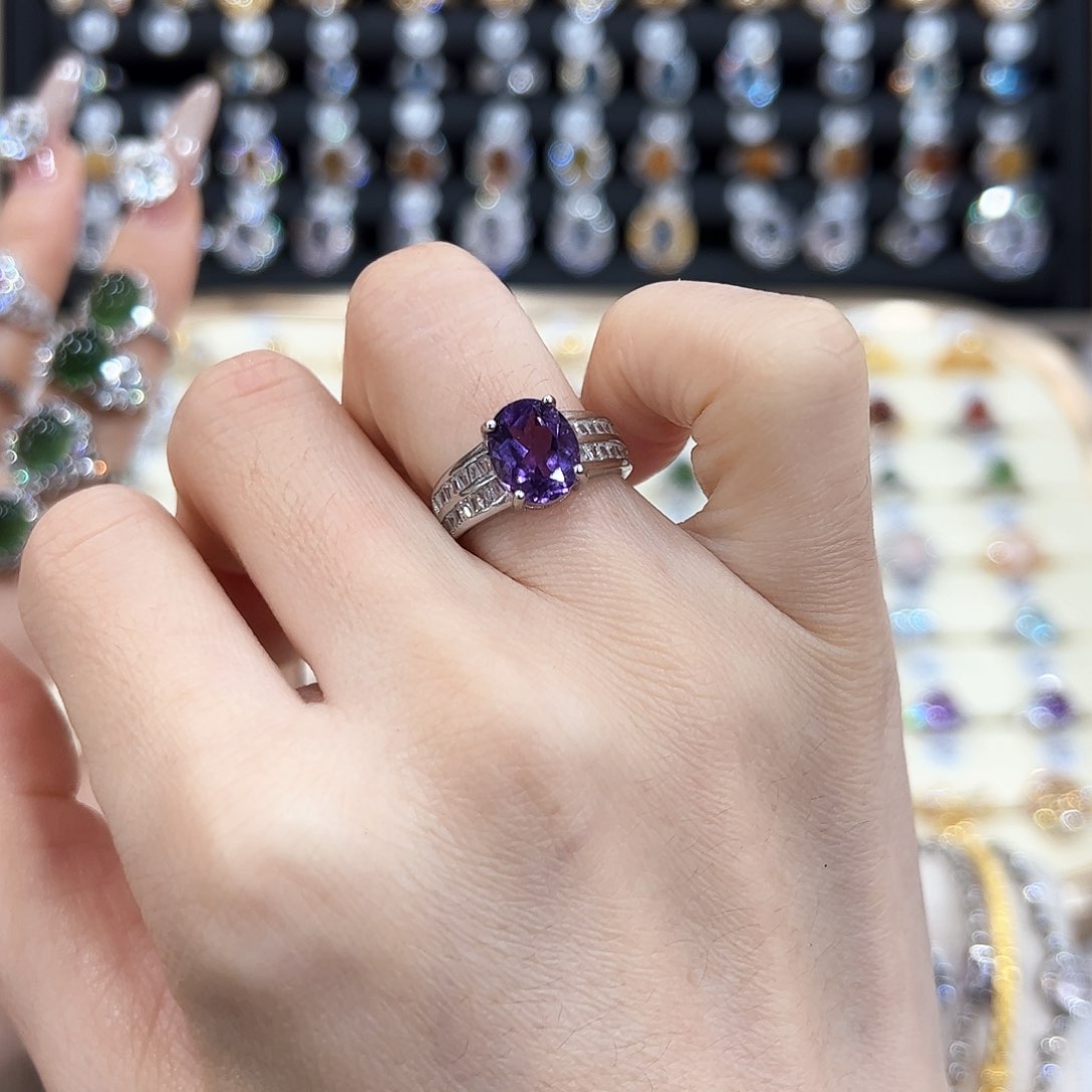 水晶金色拖不保色介意慎拍银托不掉色银S925镶嵌切割面