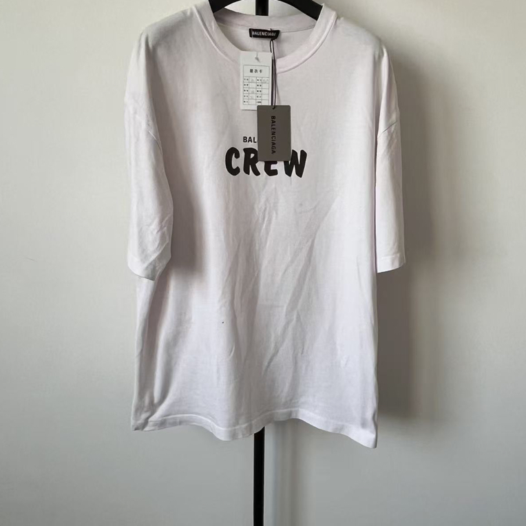 未使用 Balenciaga/巴黎世家 字母印花圆领套头短袖T恤 A27