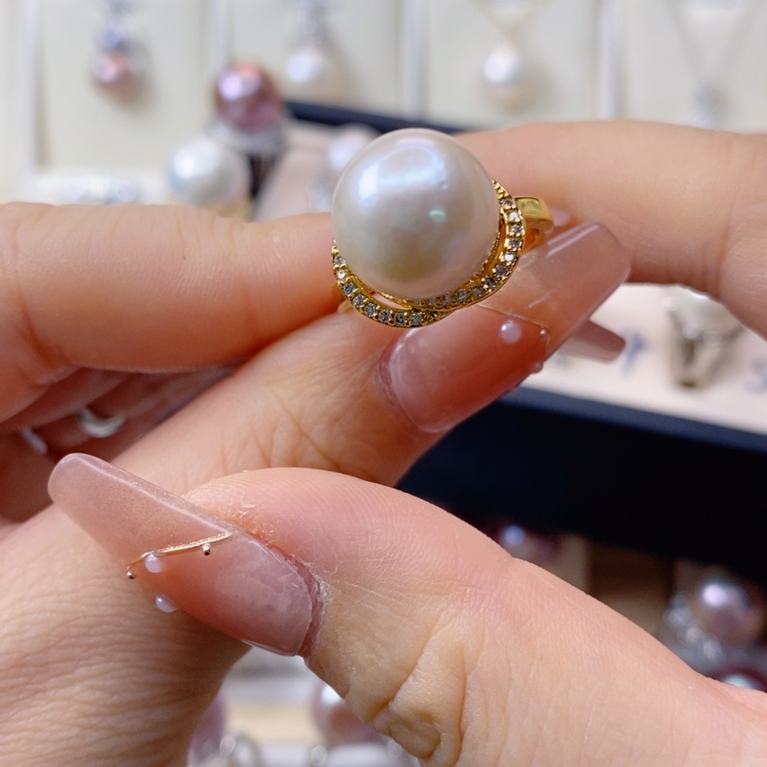 淡水珍珠戒指合金