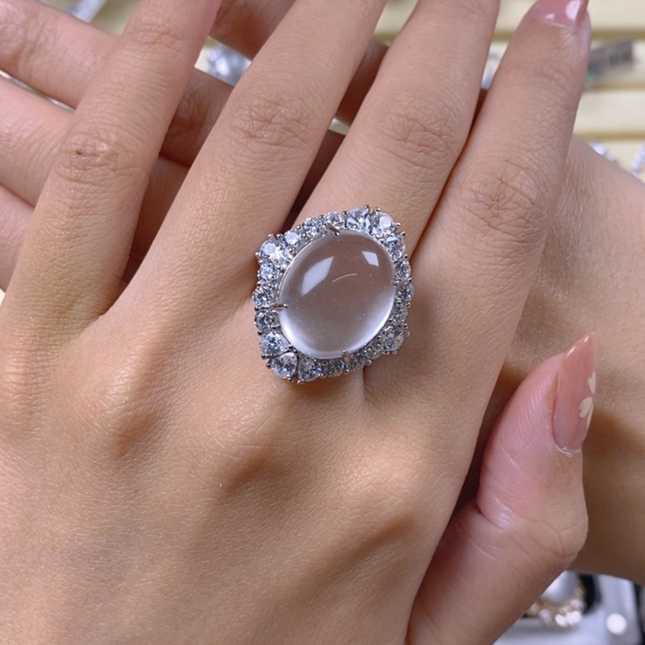 凤***筠石英质玉银S925镶嵌戒指