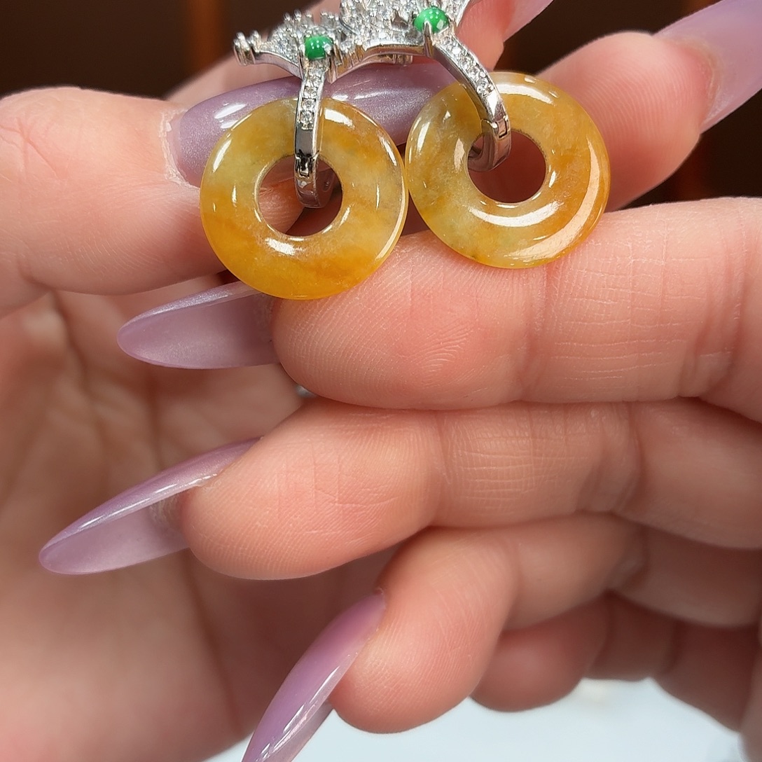 翡翠银S925镶嵌耳饰耳饰