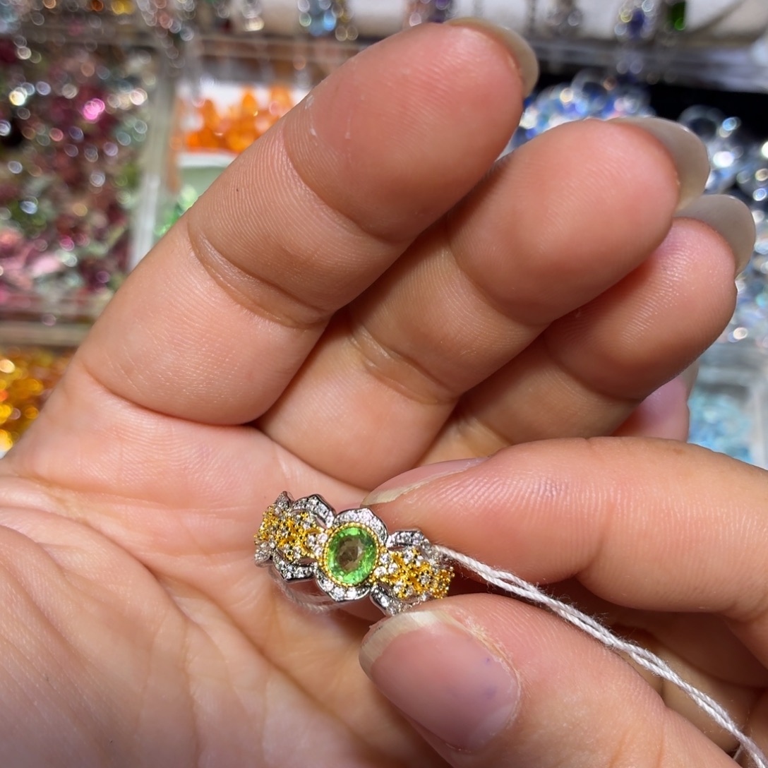 石榴石（沙弗莱）戒指银S925镶嵌