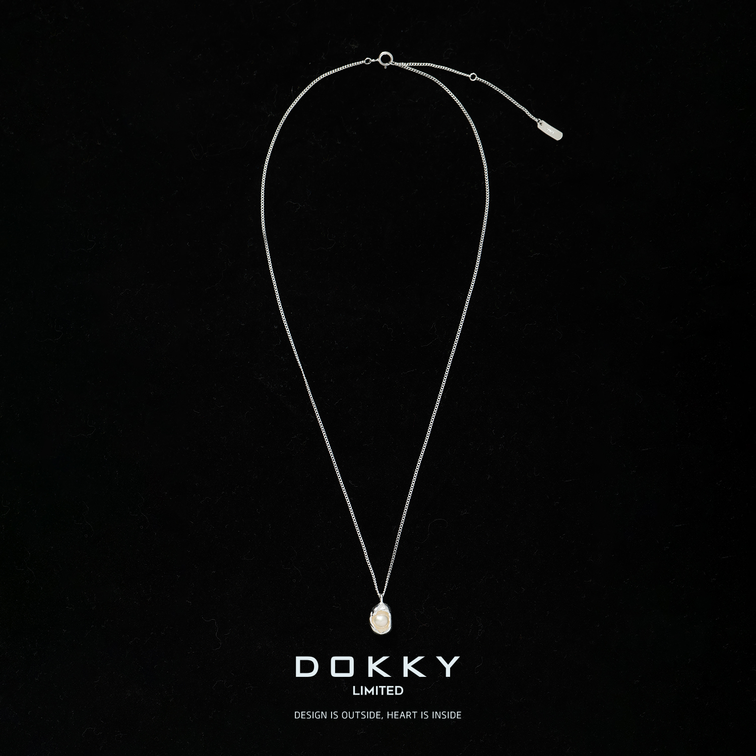 Dokky「戴安娜」天然淡水珍珠.S925银.设计感吊坠项链D0324