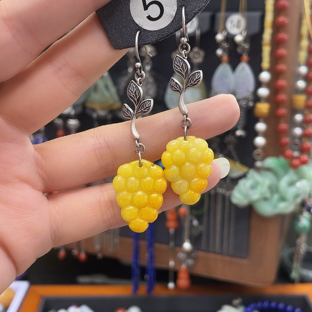 翡翠耳饰银S925镶嵌280ghjkjj