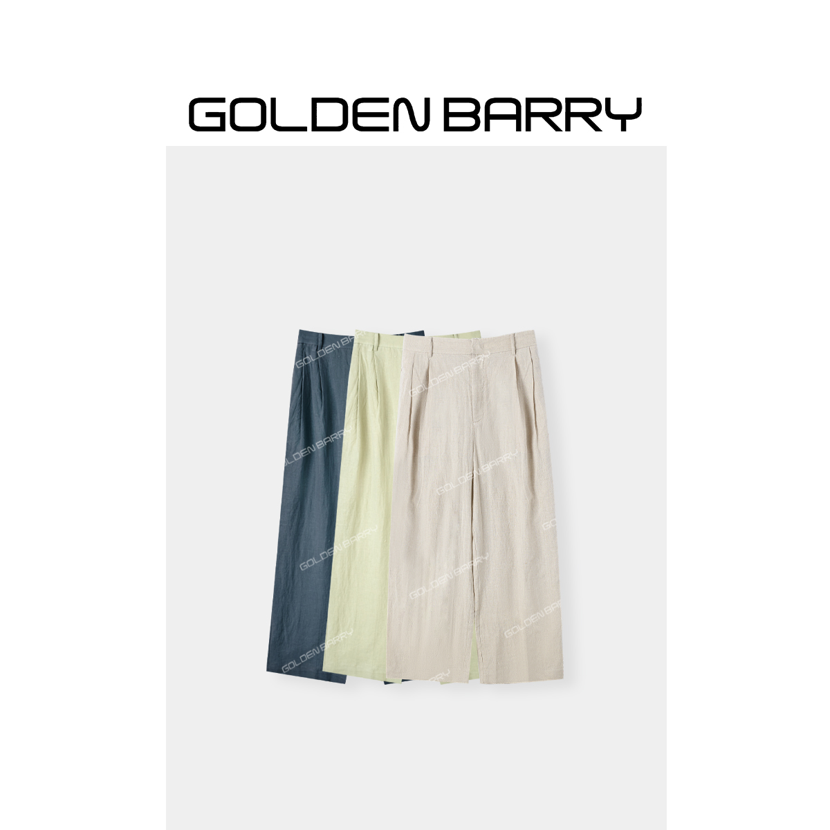 GOLDENBARRY|511091原宿麻料阔腿裤休闲阔腿秋季宽松白色高腰时尚