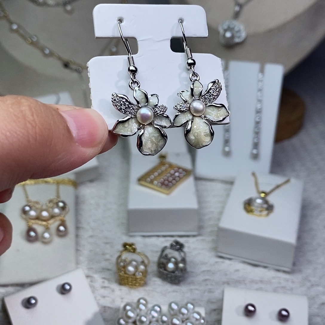 耳饰淡水珍珠银S925镶嵌