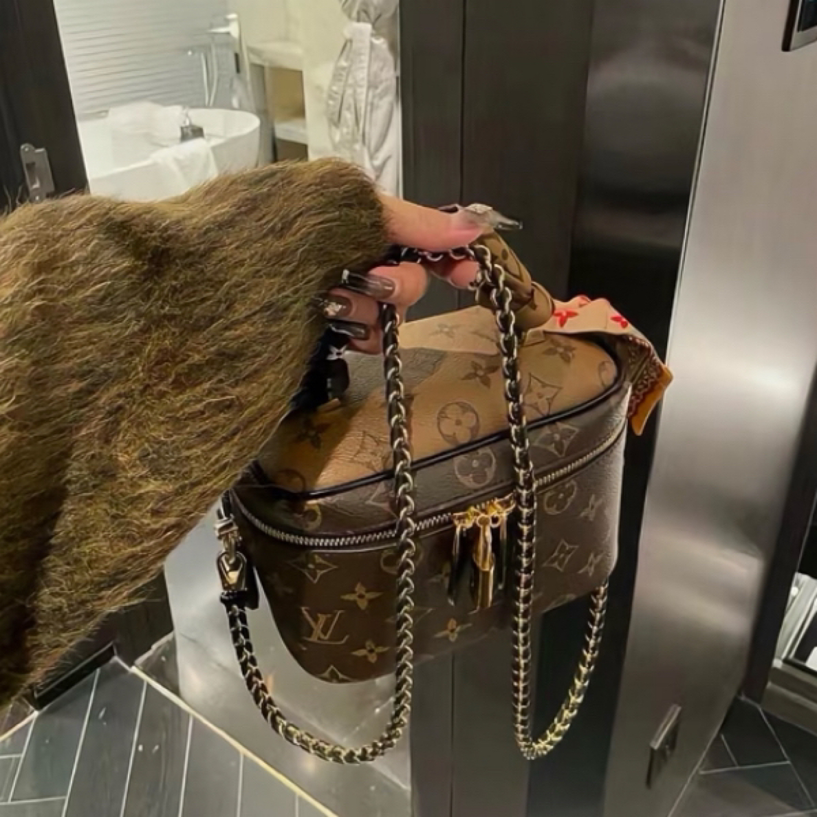 99新 LouisVuitton/路易威登 LV vanity拼色化妆包/优品