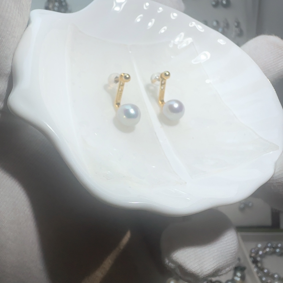 耳饰银S925镶嵌淡水珍珠