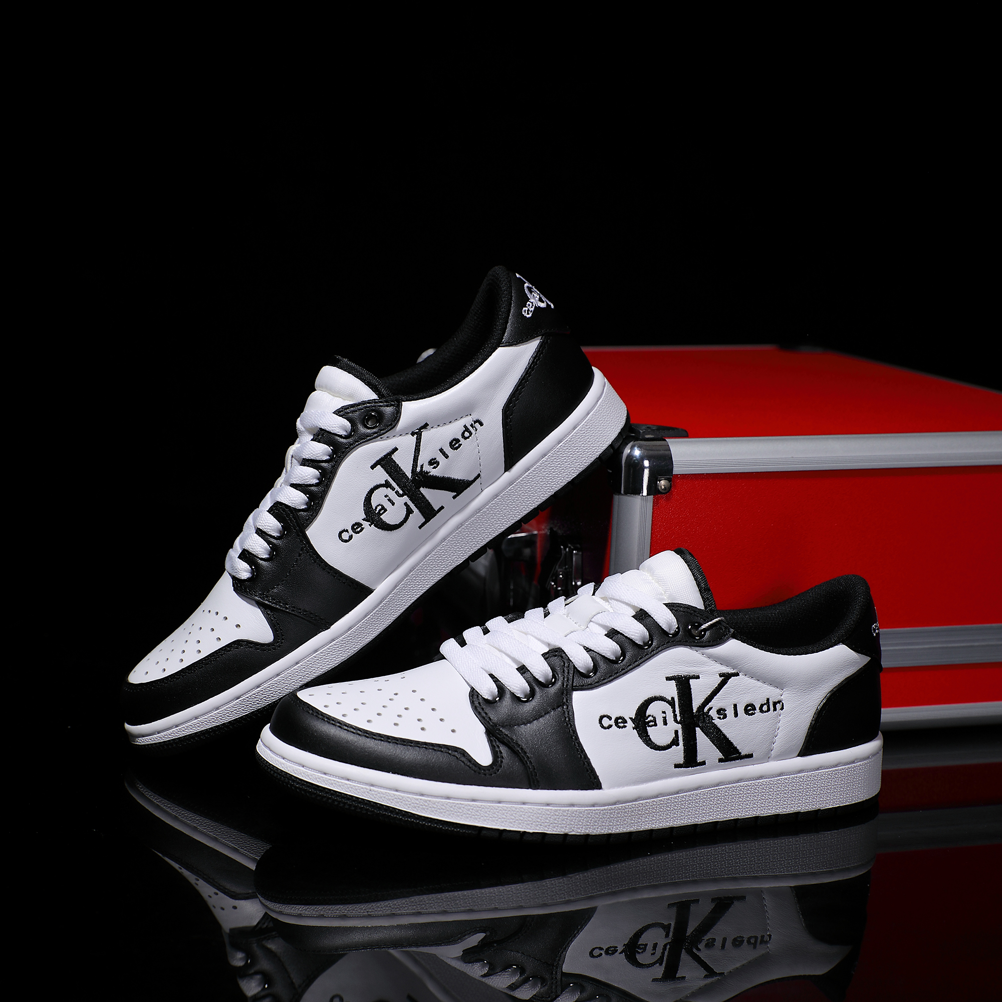 CEYAIU KSLCDN【定制】真皮黑白头层牛皮防滑透气时尚百搭潮流潮鞋