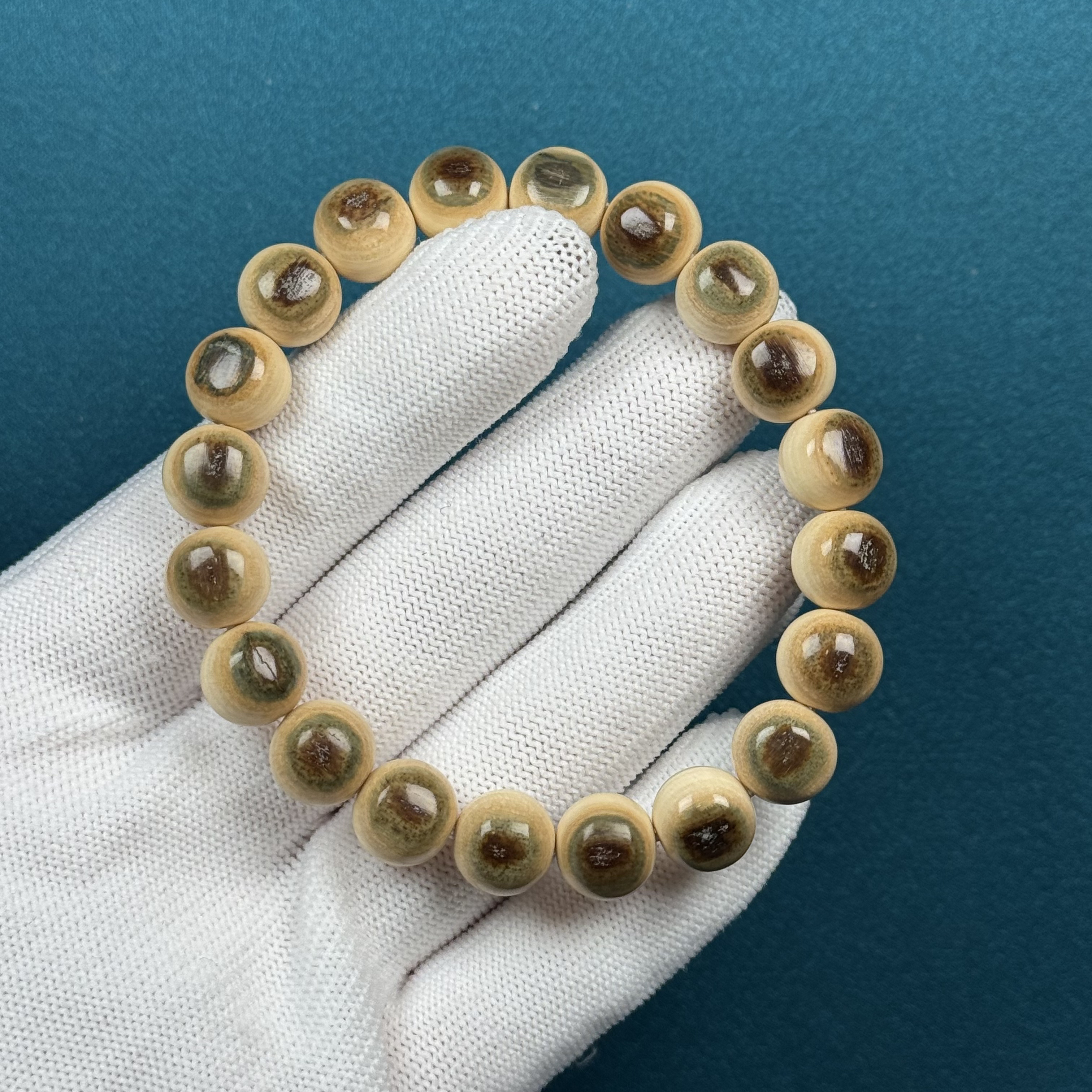 Q47-18天然猛犸牙 蓝眼睛手串约10mm支持复检假一罚十