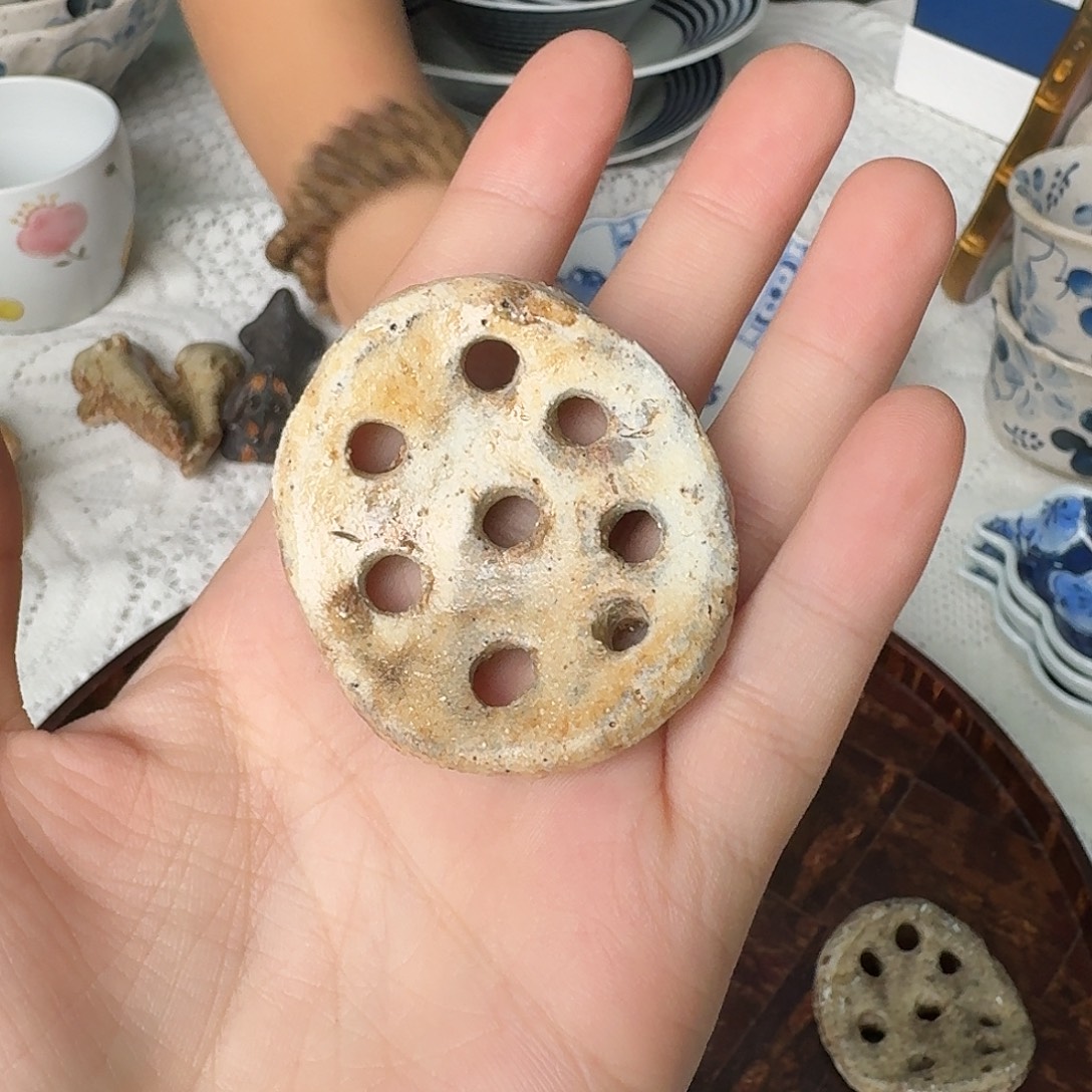 瓷片唐津烧藕片筷架