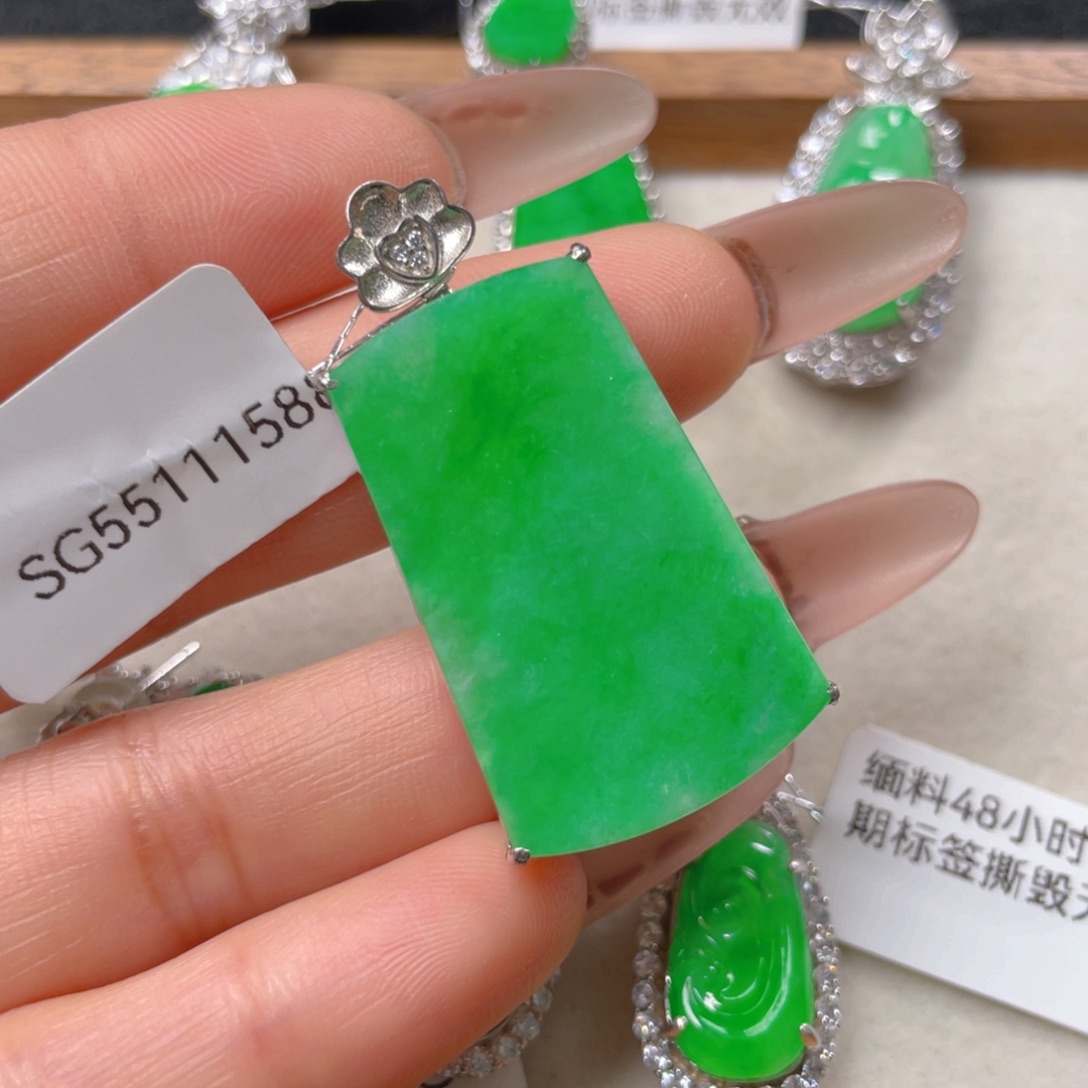翡翠颈饰银S925镶嵌翡翠