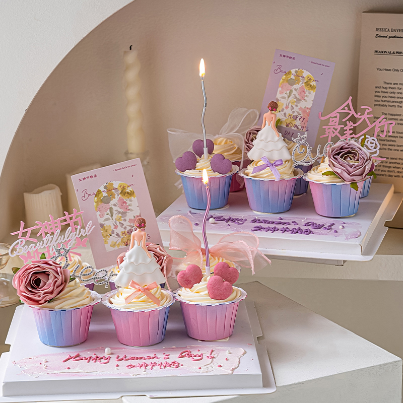 38女神节纸杯蛋糕装饰背影女神插件女王节快乐Queen唯美烘焙装扮