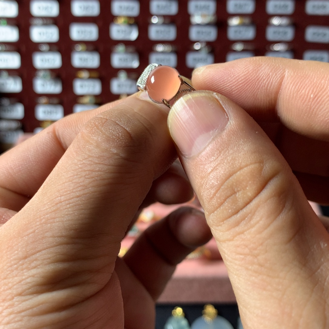 晏***清翡翠银S925镶嵌戒指450