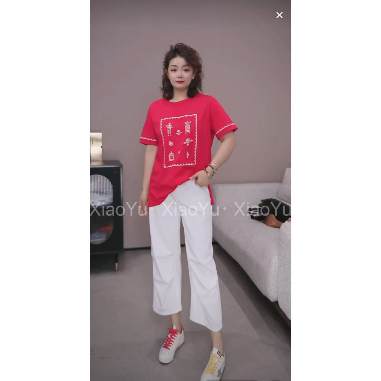 【No退换】瑕疵品 欧货【刺绣花工艺短袖T恤】YYX 5255