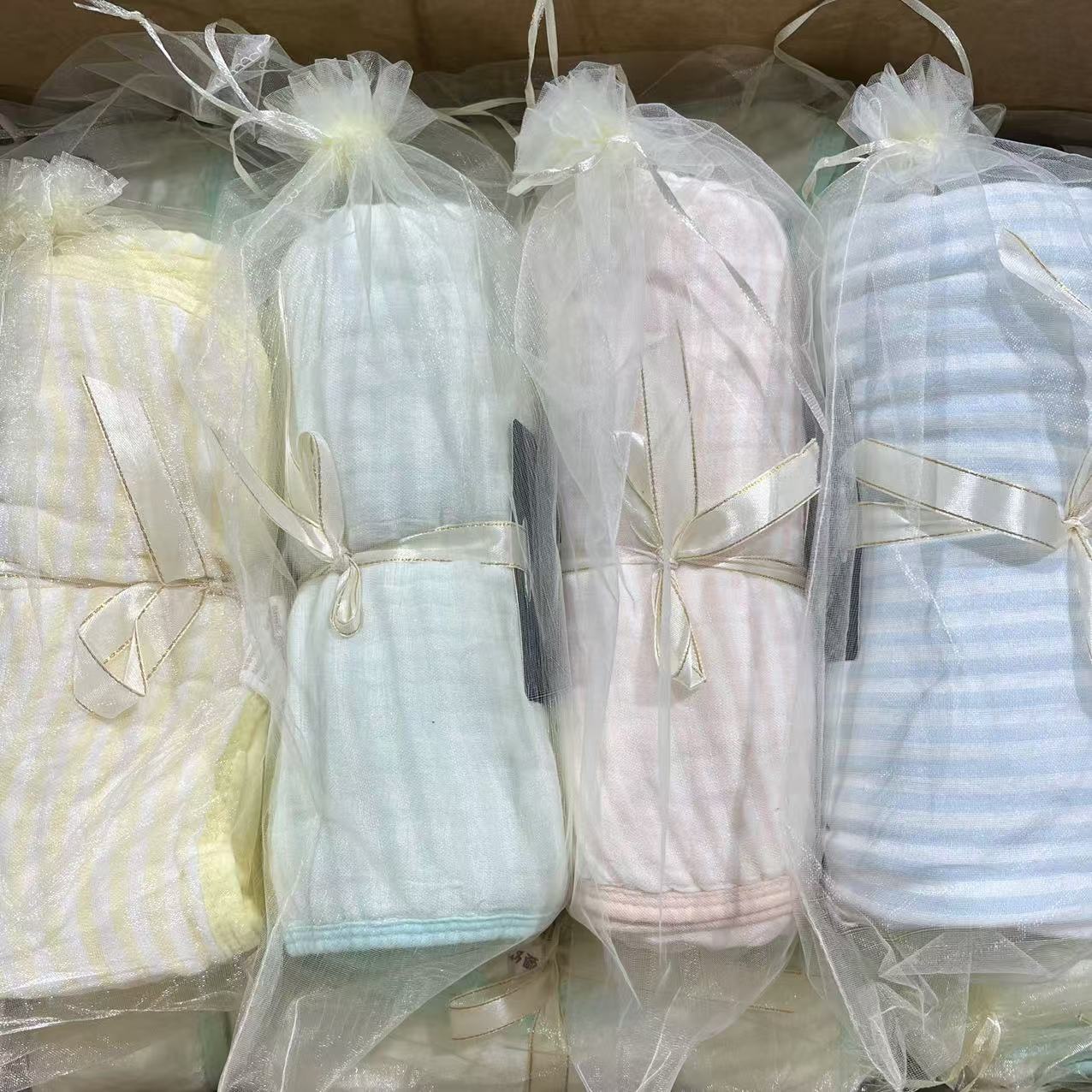 六层110*110条纹竹棉超柔婴儿浴巾